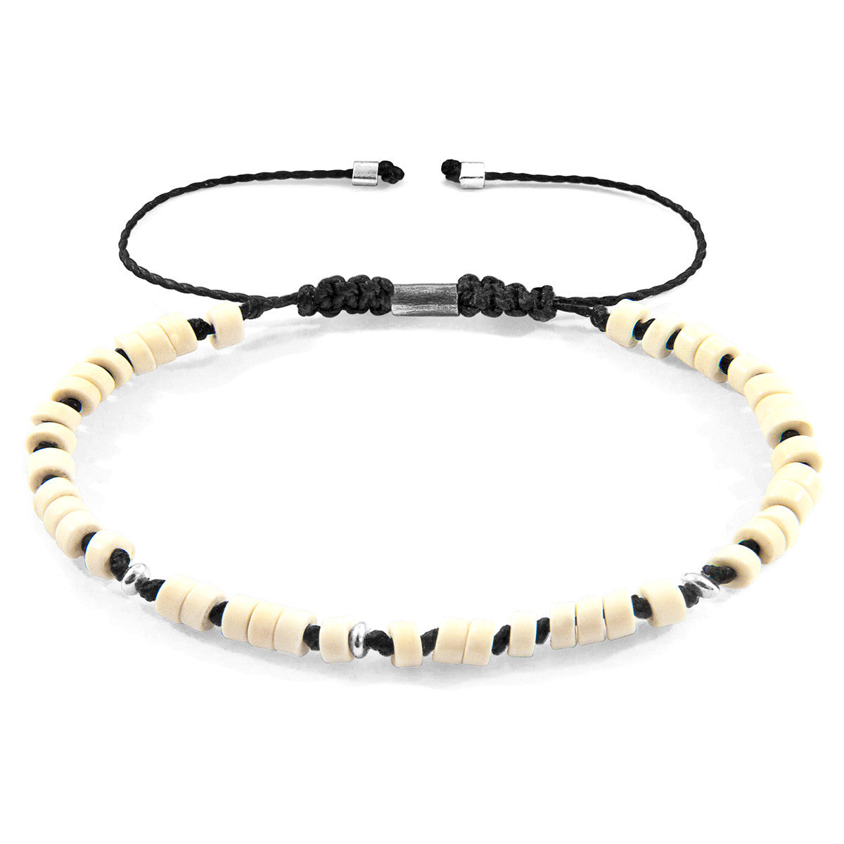 White Turquoise Percy Silver and Stone SKINNY Macrame Bracelet