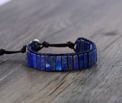 High End Square Shape Lapis Lazuli Single Leather