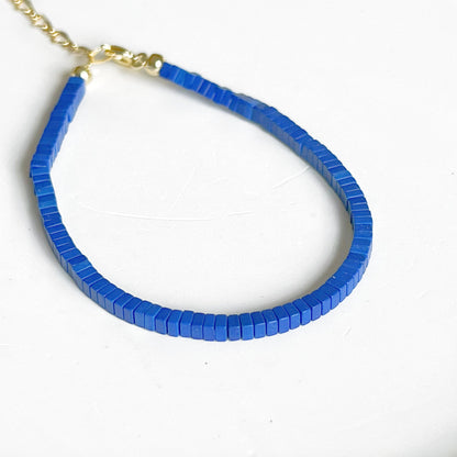Natural Lapis lazuli Square Beaded Bracelet