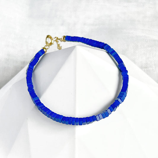 Natural Lapis lazuli Square Beaded Bracelet