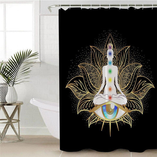 Spiritual Golden Buddha Shower Curtain