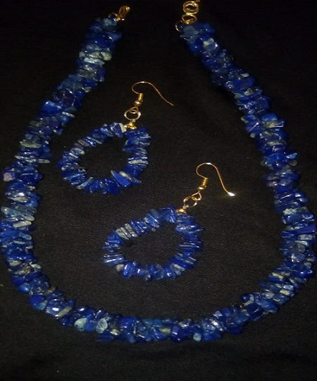 Lapis Lazuli Natural Gemstone Necklace & Ear Rings set