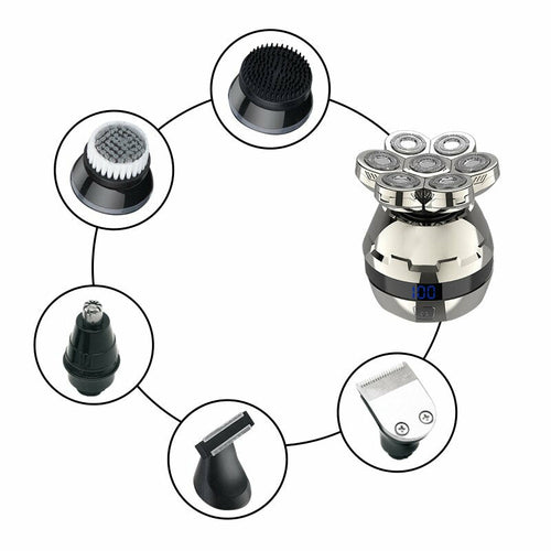 Men’s 6-in-1 Electric Head Shaver for Bald Men Cordless Rechargeable