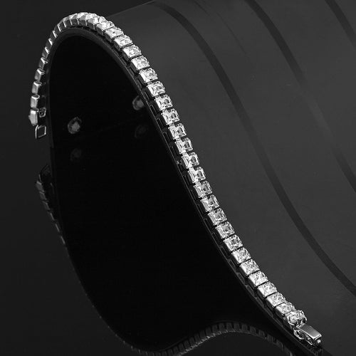 Quality Rhodium Plated Tennis Bracelet Made with SWAROVSKI® Crystals -