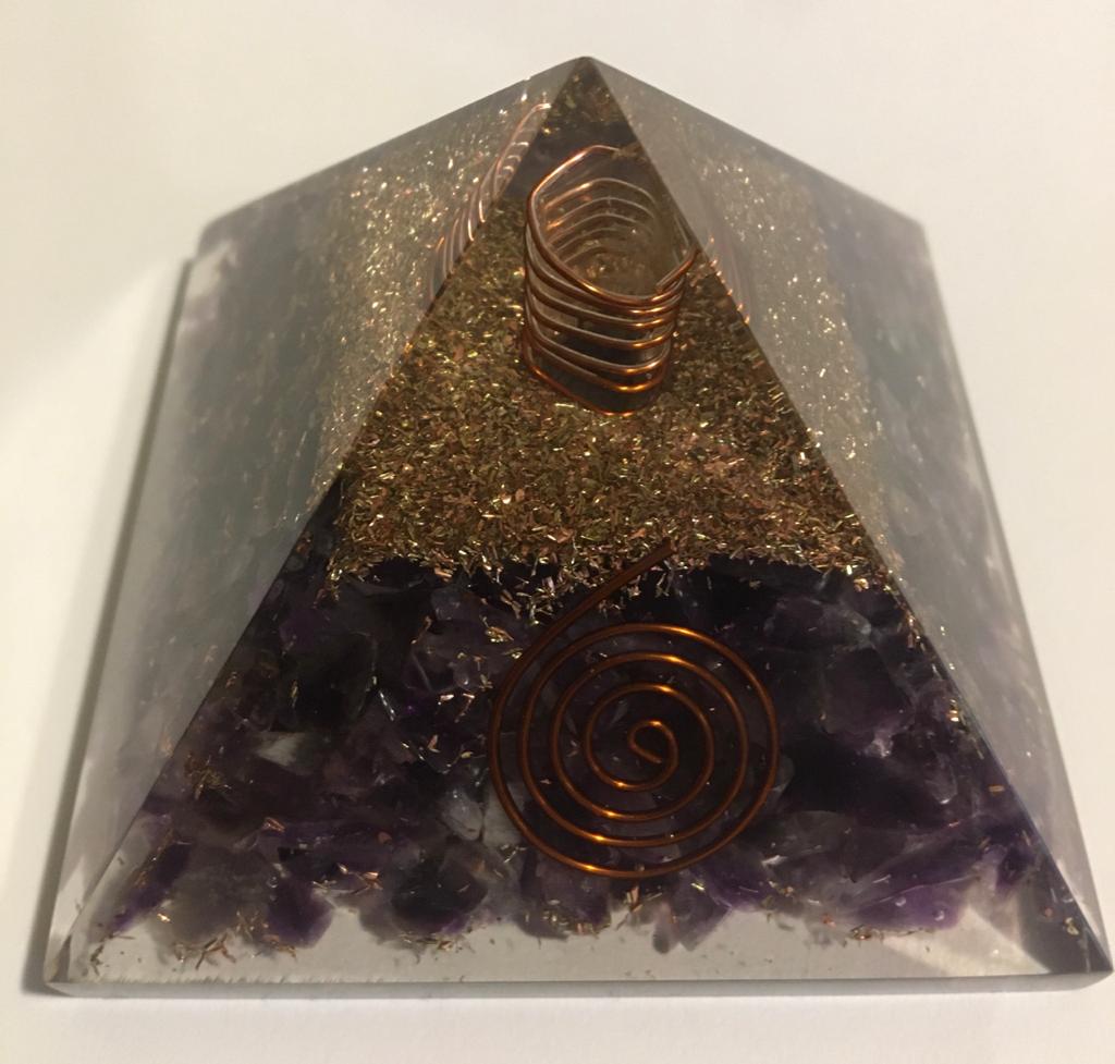 Amethyst Orgone Pyramid EMF protection Chakra Crystal Healing Reiki