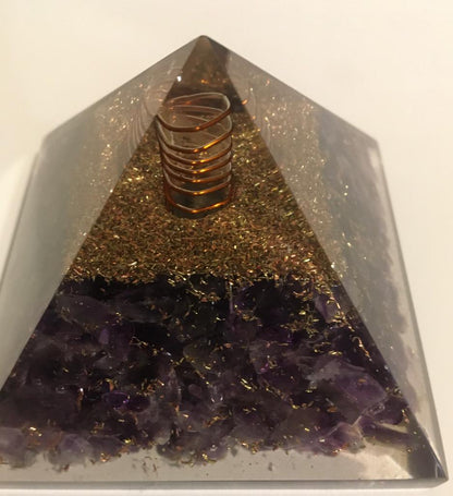 Amethyst Orgone Pyramid EMF protection Chakra Crystal Healing Reiki
