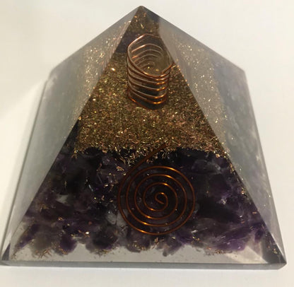 Amethyst Orgone Pyramid EMF protection Chakra Crystal Healing Reiki