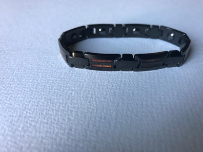 Magnetic Bracelet 316 Tungsten Stainless Steel, Wood Inlay Bangle