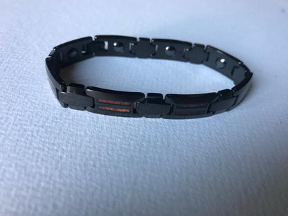 Magnetic Bracelet 316 Tungsten Stainless Steel, Wood Inlay Bangle