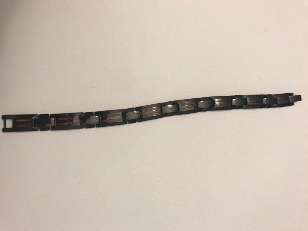 Magnetic Bracelet 316 Tungsten Stainless Steel, Wood Inlay Bangle