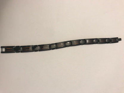 Magnetic Bracelet 316 Tungsten Stainless Steel, Wood Inlay Bangle