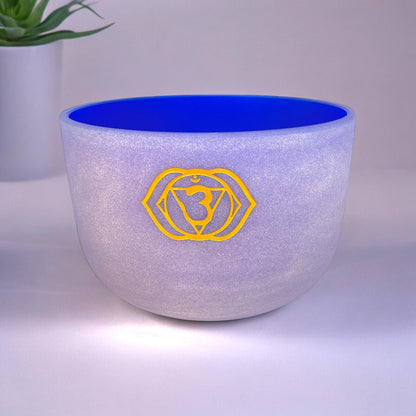 Quartz Crystal Singing Bowl 10" inch With Etched Chakra Symbol: Third
