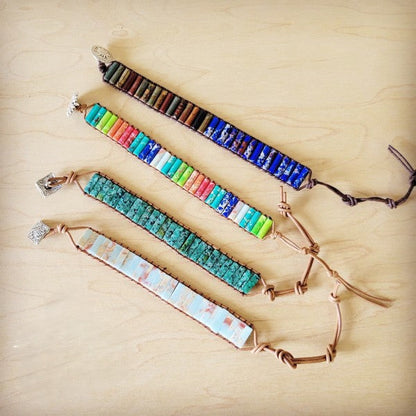 xxWoven Picasso Jasper&Lapis Beaded Bracelet