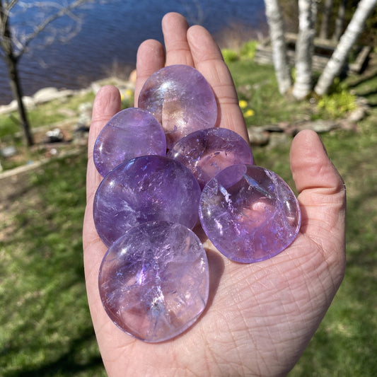 Amethyst Crystal Polished Palm Stones