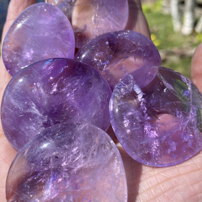 Amethyst Crystal Polished Palm Stones