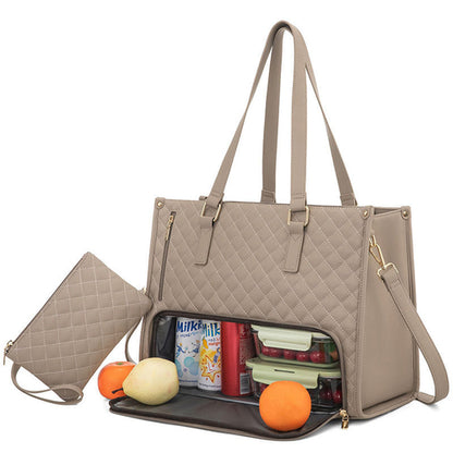 Elegant 2-in-1 Women’s Tote Bag with Insulated Lunch Compartment