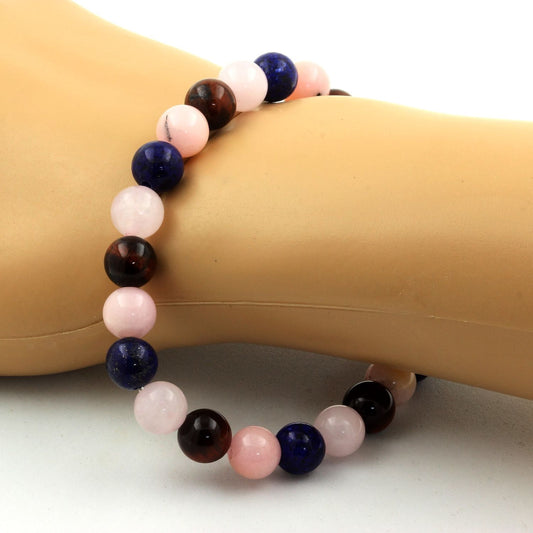 Rose Quartz + Red Tiger Eye + Lapis Lazuli + Pink Opal Bracelet