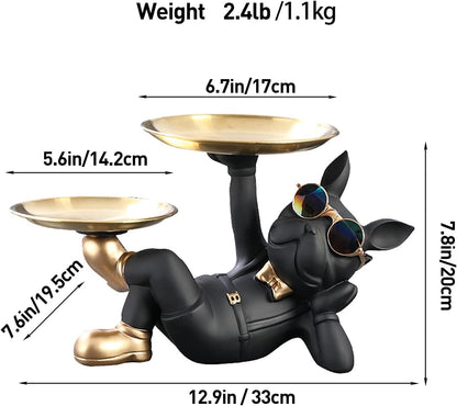 Decoration Cool Dog Showpiece with Plate for Home Decor Item