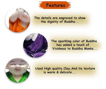 Handcrafted Laughing Little Monk Buddha Idols Statue Sculpture