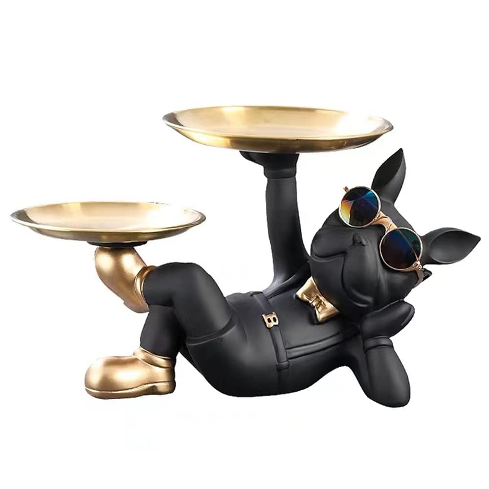 Decoration Cool Dog Showpiece with Plate for Home Decor Item