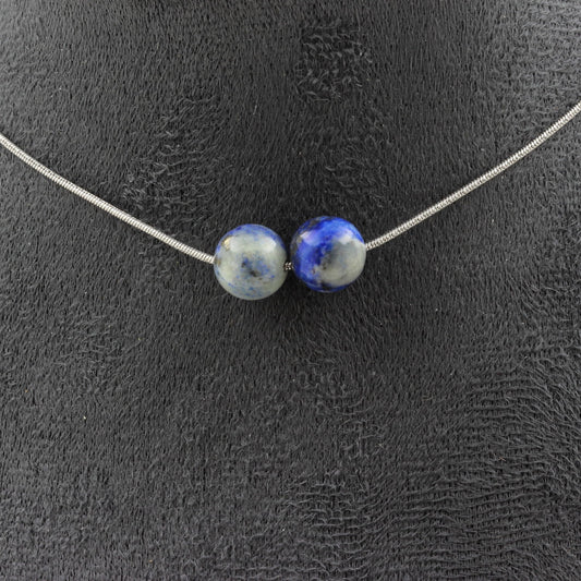 Lapis Lazuli from Pakistan quality 5A 8mm 2 beads necklace.
