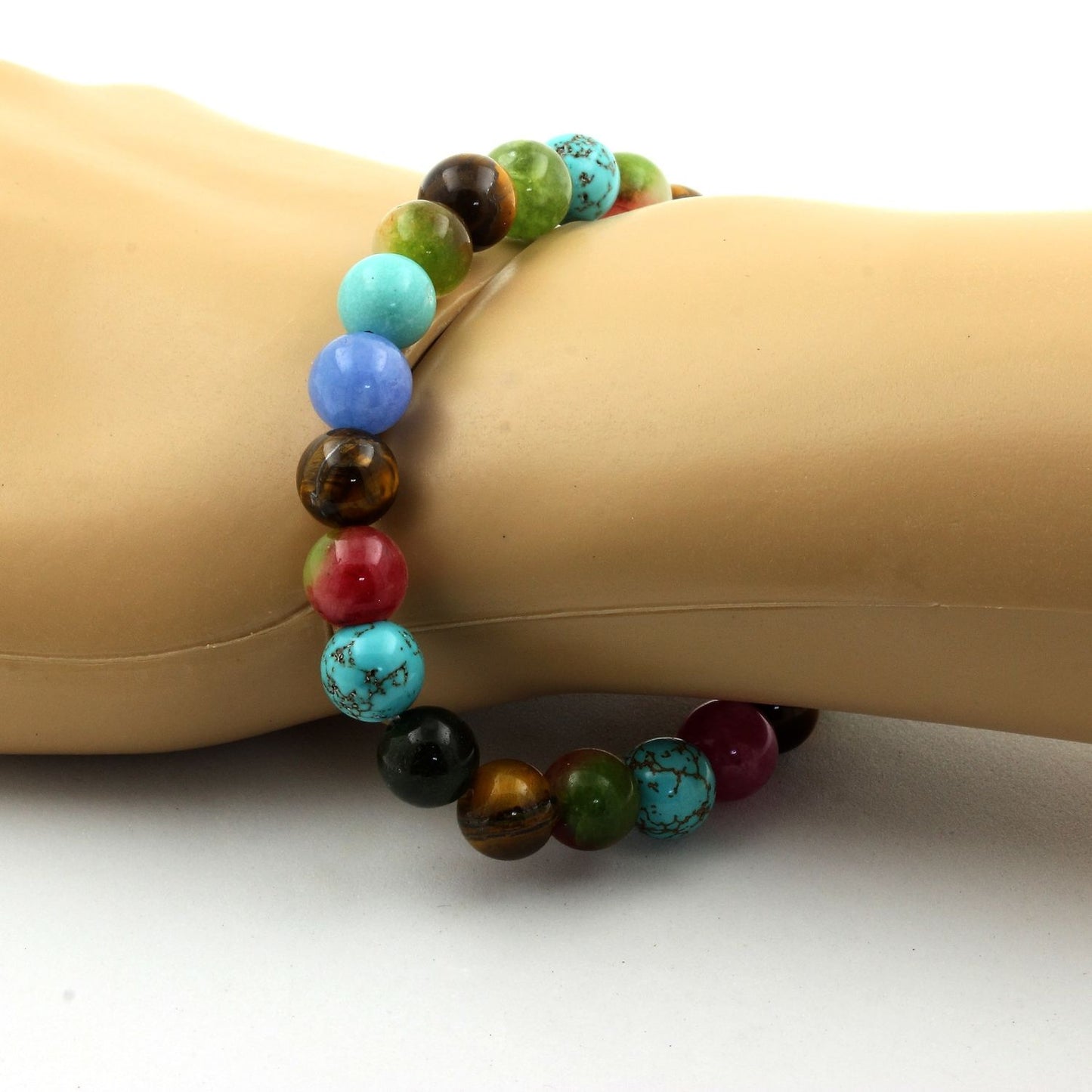 Tiger's Eye+Multicolored+Watermelon Tourmaline+Turquoise Bracelet