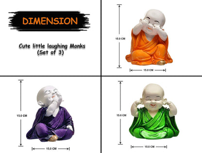 Handcrafted Laughing Little Monk Buddha Idols Statue Sculpture