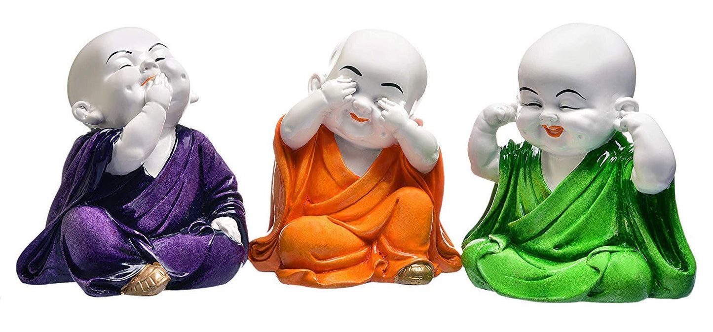 Handcrafted Laughing Little Monk Buddha Idols Statue Sculpture