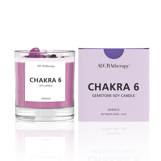 Chakra 6 Amethyst & Tourmaline Gemstone Candle