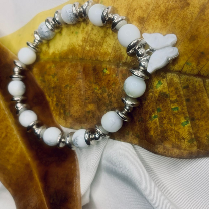 Jasper Bead Bracelet with Silver Spacers Stretch Bracelet for Women