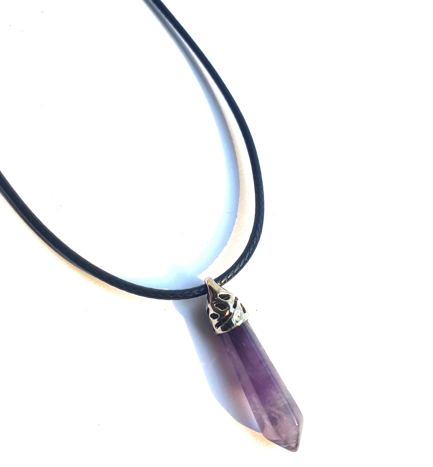 Crystal Point Pendant Necklace - Amethyst