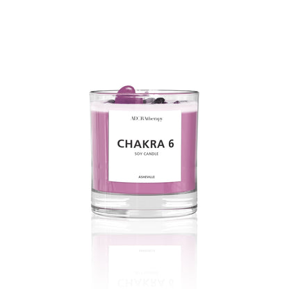 Chakra 6 Amethyst & Tourmaline Gemstone Candle