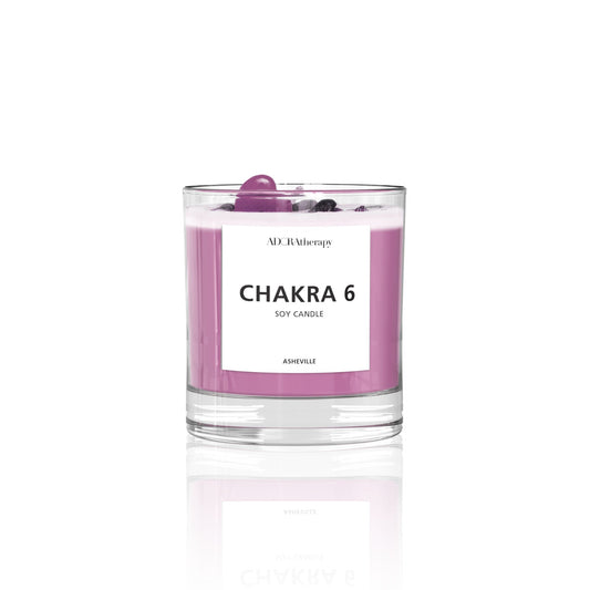 Chakra 6 Amethyst & Tourmaline Gemstone Candle