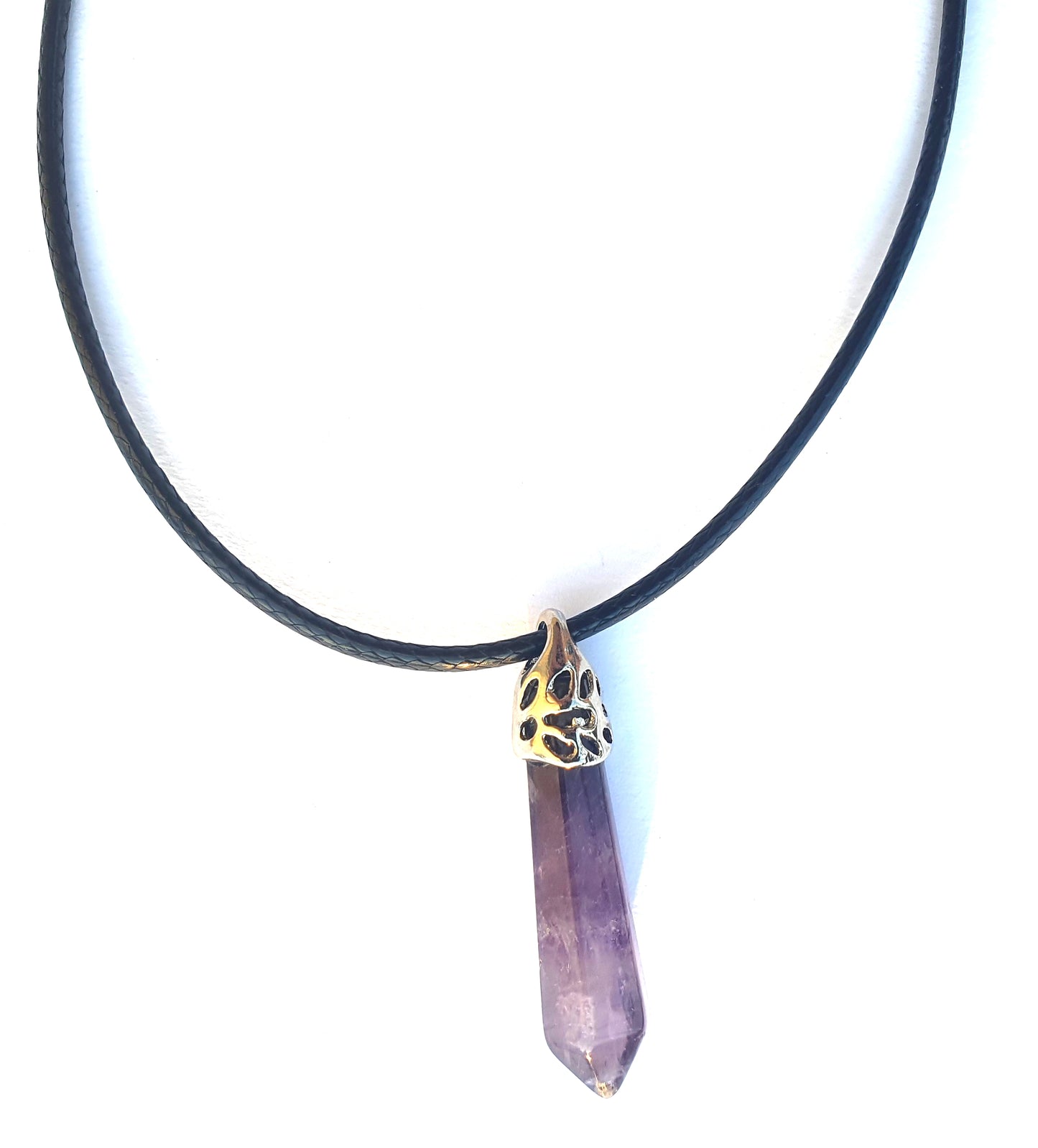 Crystal Point Pendant Necklace - Amethyst