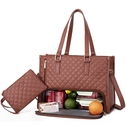 Elegant 2-in-1 Women’s Tote Bag with Insulated Lunch Compartment