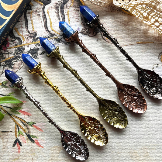 Copper & Lapis Lazuli Crystal Witchy Herb / Apothecary Spoons