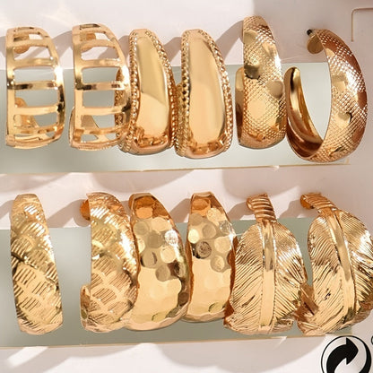 Elegant Lxalry Liquid Metal Fusion Stud Set 14K Gold Silver Prism