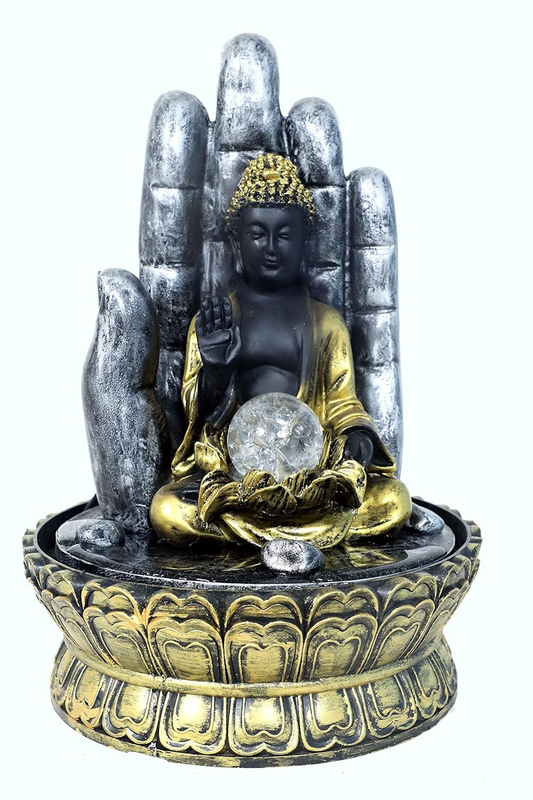 Buddha with Led Light and Crystal Ball Indoor Table Top Water Fountain