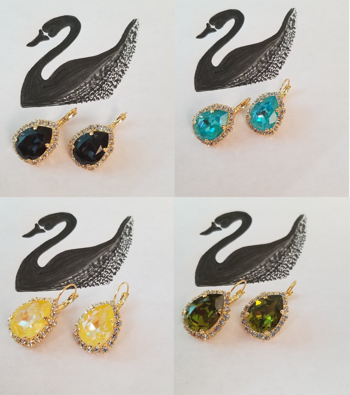 Swarovski Crystal Pear Shaped Statement Earrings, Bridal/Bridesmaid
