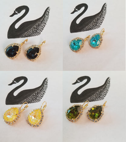 Swarovski Crystal Pear Shaped Statement Earrings, Bridal/Bridesmaid