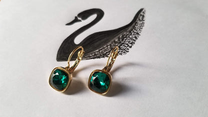 Swarovski Crystal Square Shaped Statement Earrings