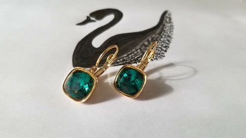 Swarovski Crystal Square Shaped Statement Earrings