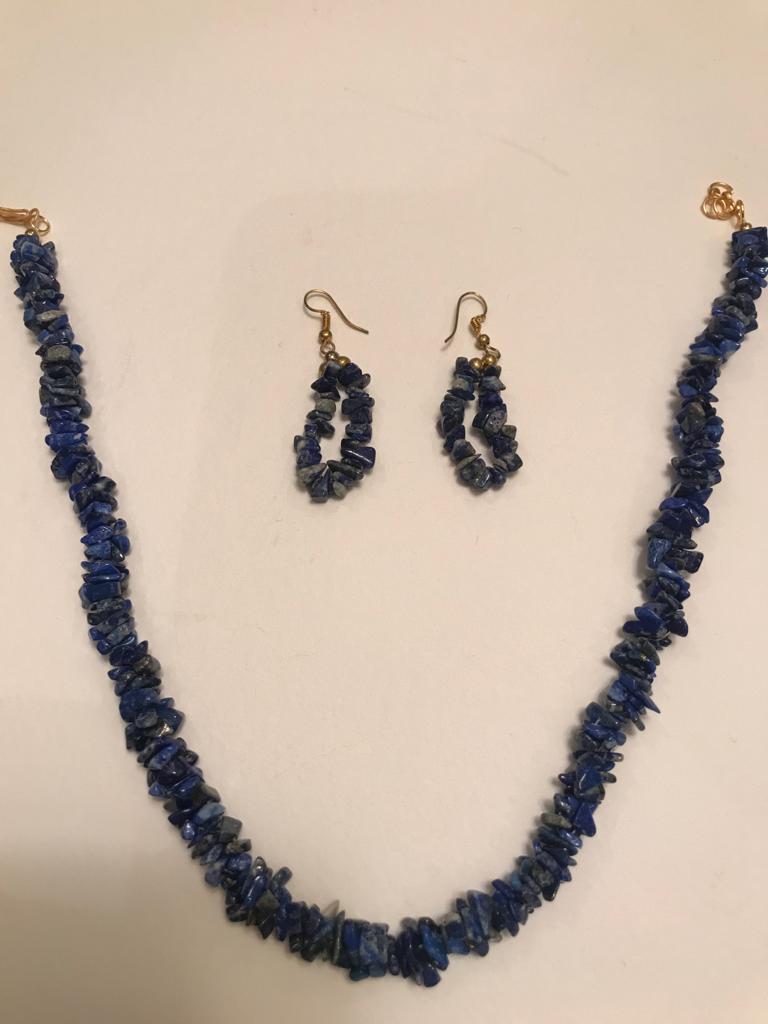 Lapis Lazuli Natural Gemstone Necklace & Ear Rings set