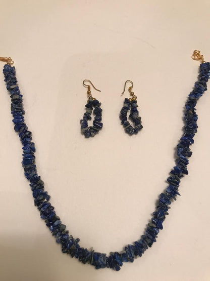 Lapis Lazuli Natural Gemstone Necklace & Ear Rings set