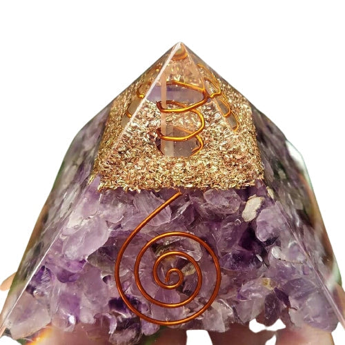 Amethyst Orgone Pyramid EMF protection Chakra Crystal Healing Reiki