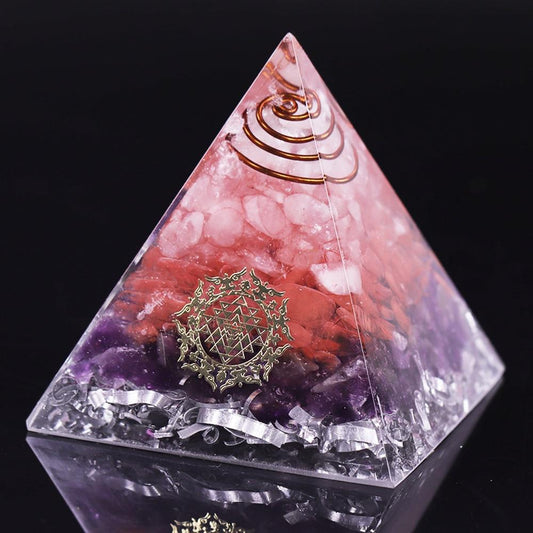 Orgonite Pyramid Amethyst With Orgone Healing Crystal Sri Yantra