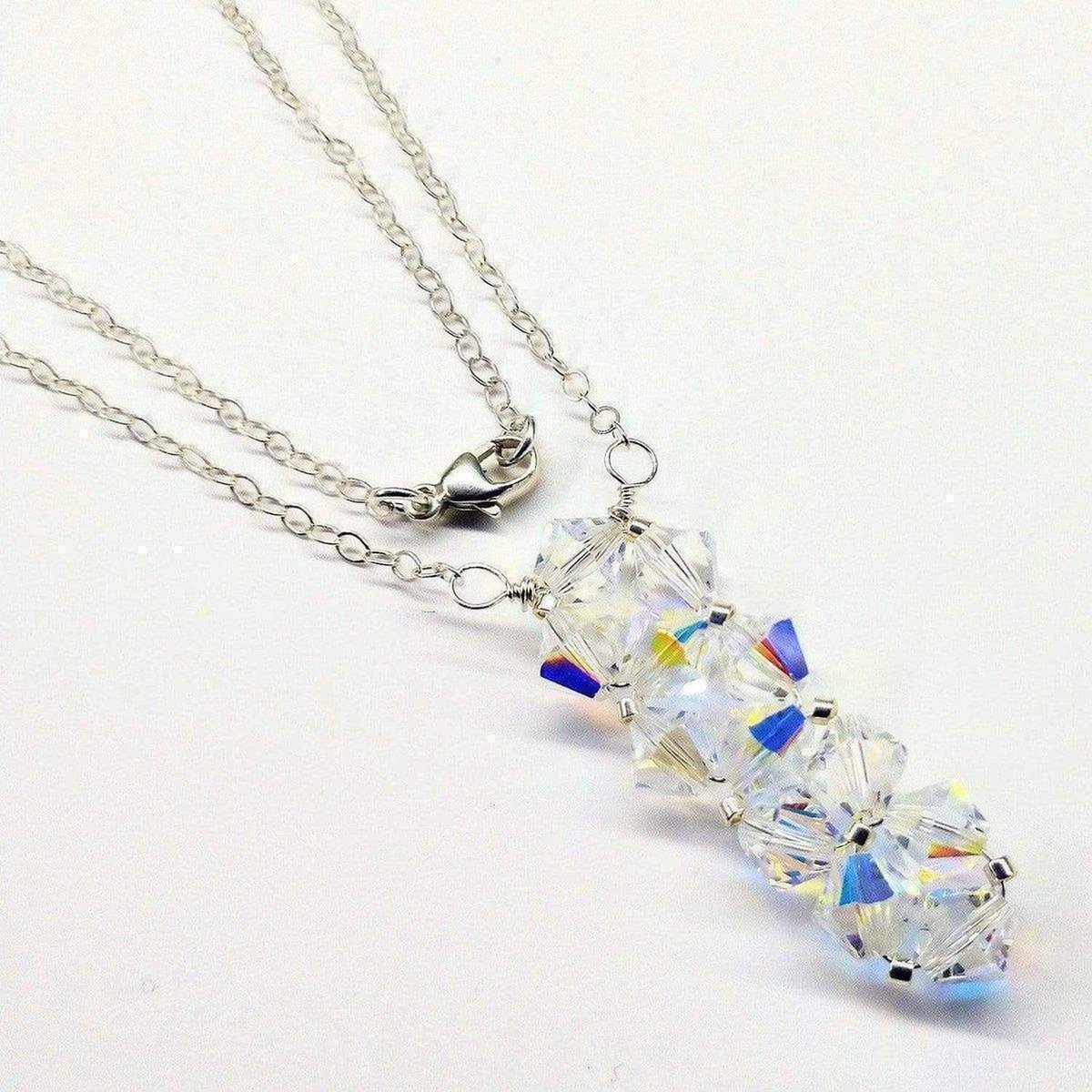 Handmade Wire Woven Crystal Rock Candy Necklace in Various Colors
