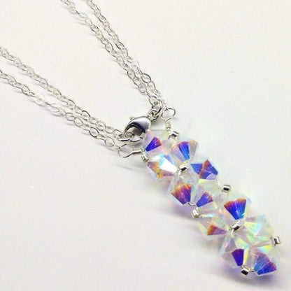 Handmade Wire Woven Crystal Rock Candy Necklace in Various Colors