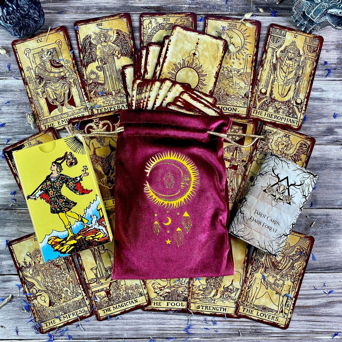 Velvet Tarot Bag Red & Gold