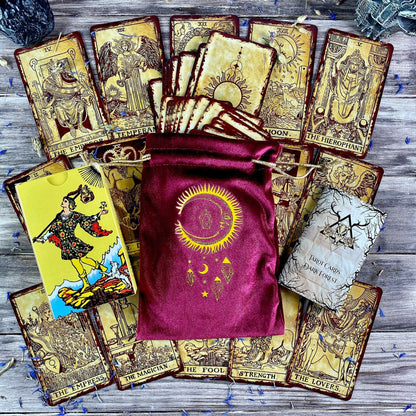 Velvet Tarot Bag Red & Gold